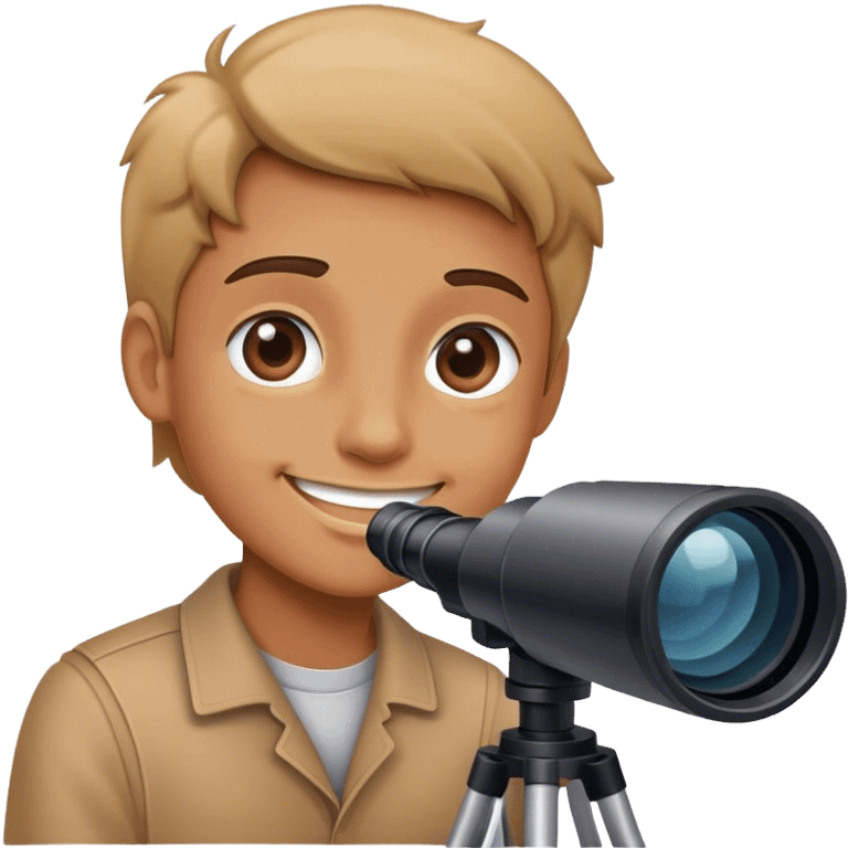 Looking through telescope while smiling  emoji