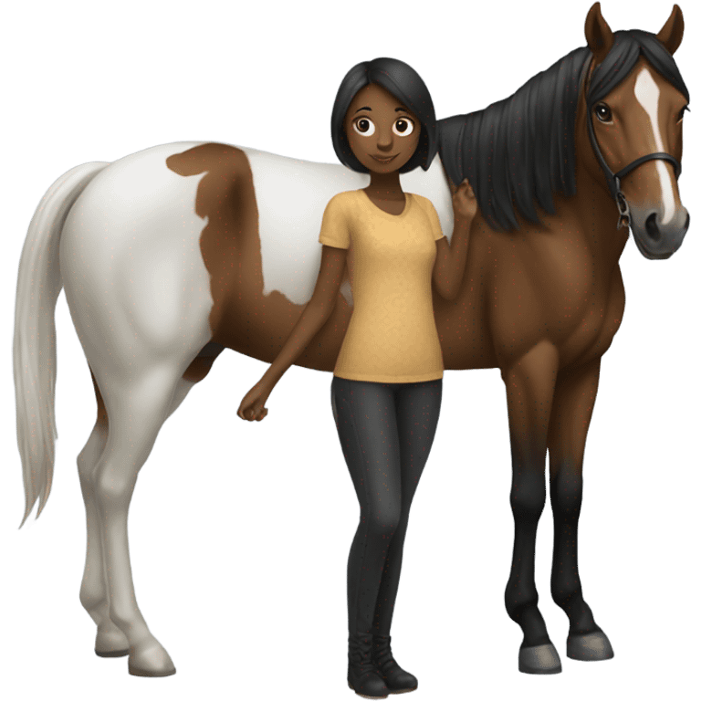 girl with a horse black  emoji