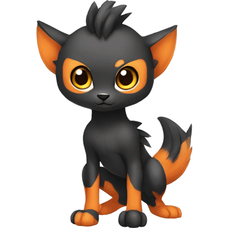 Cute cool black orange animal hybrid Fakemon full body emoji