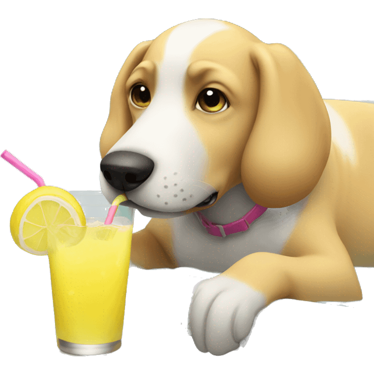 Dog drinking lemonade in a pool emoji