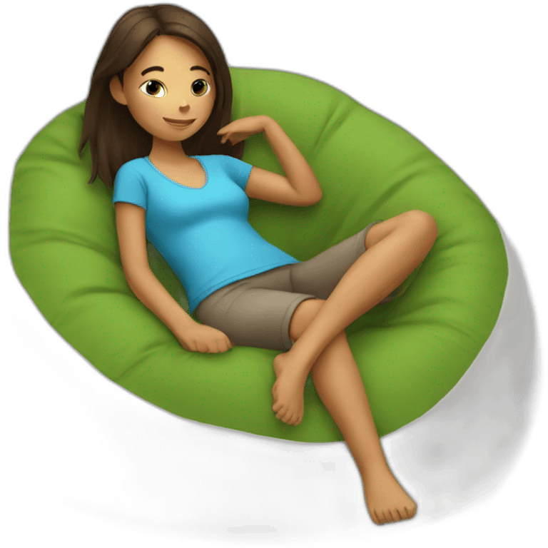 relaxed girl in a bean bag chair resting emoji