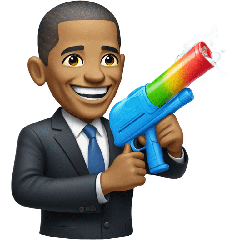 Obama with a water gun emoji