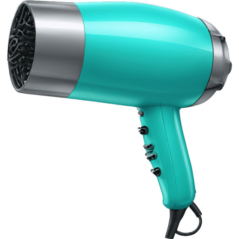 Realistic isolated turquoise hair dryer emoji