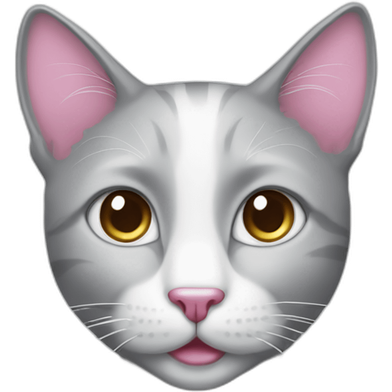 silver cat with pink nose and white spot emoji