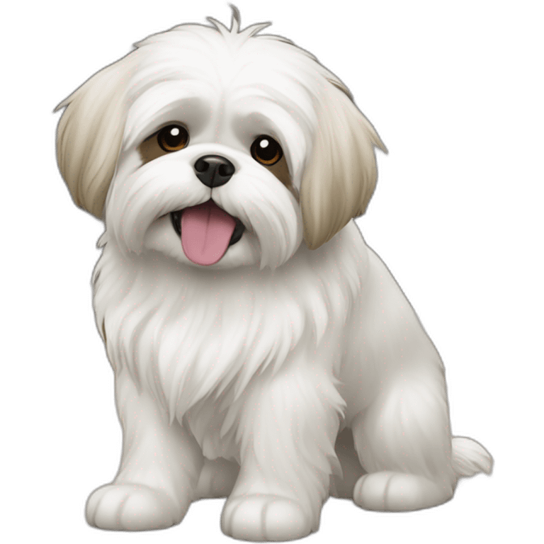 Shih-tzu playing with Samoyed emoji