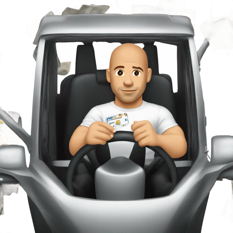 Vin diesel driving a card emoji