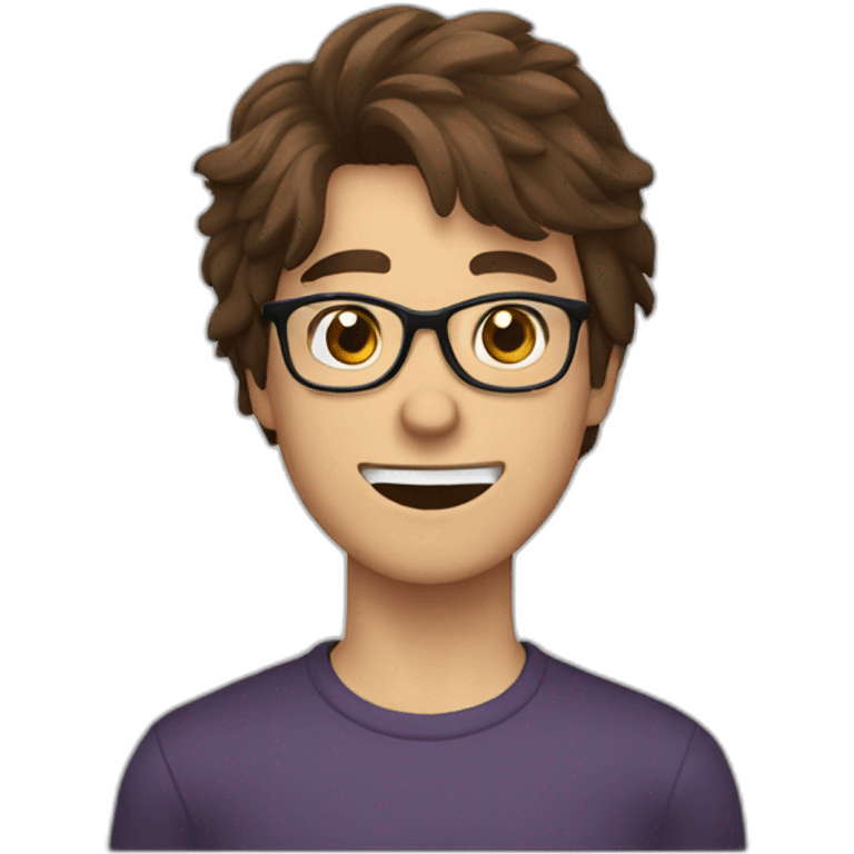 brown haired young men with glasses violently throwing grape emoji