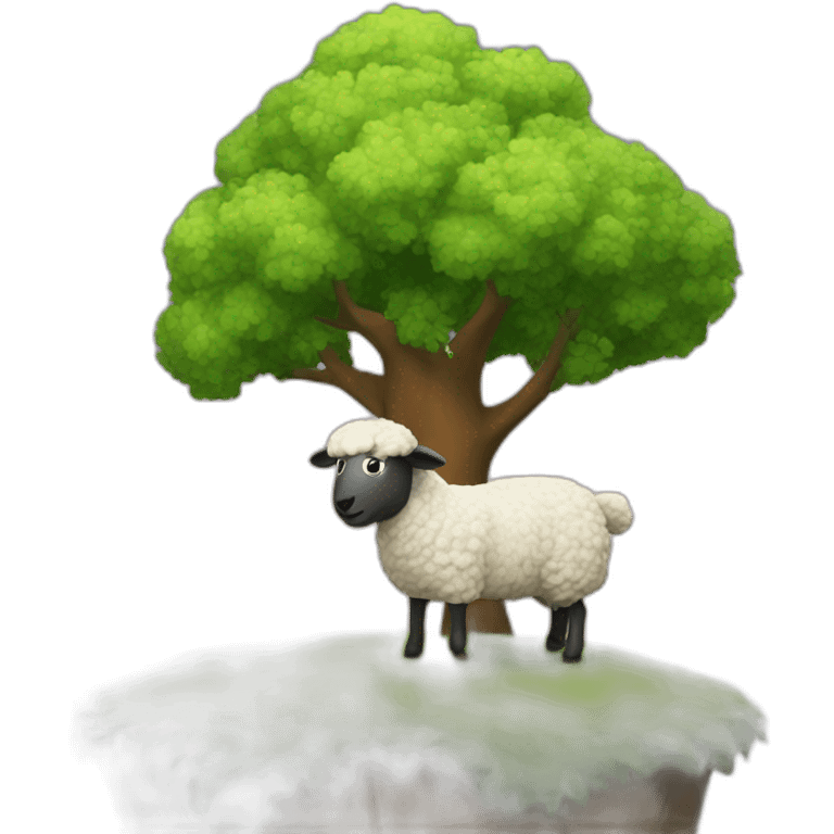 A sheep at the top of a tree emoji