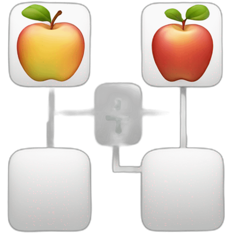 grid with lines connecting matching pairs, such as a small '1' connected to a 'one' or a simple drawing of an apple connected to the word 'apple' emoji