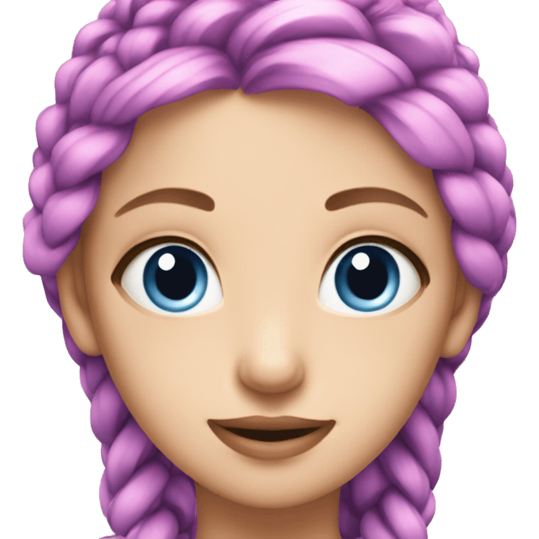 Blond girl, blue eyes, many pink and purple braids emoji