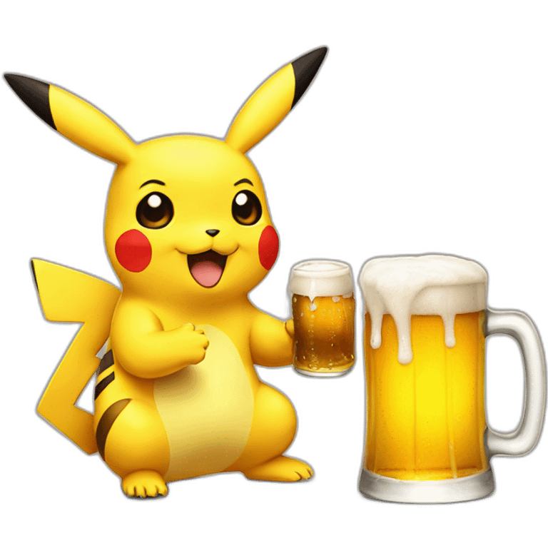 Pikachu with beer emoji