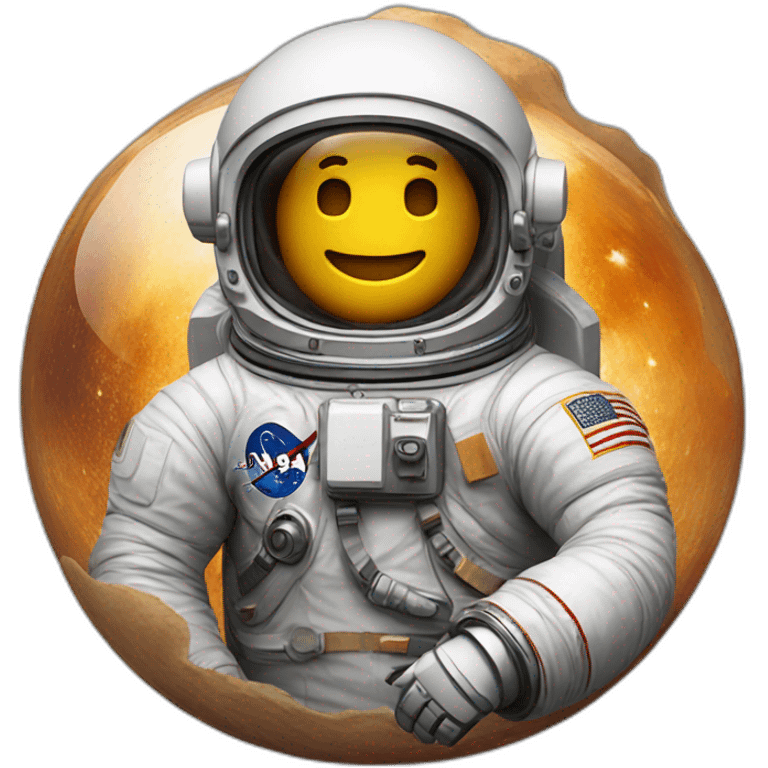 Astronaut with helmet closed floating on a whiskey bottle emoji