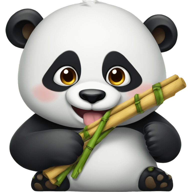 Un panda comiendo bambú  emoji