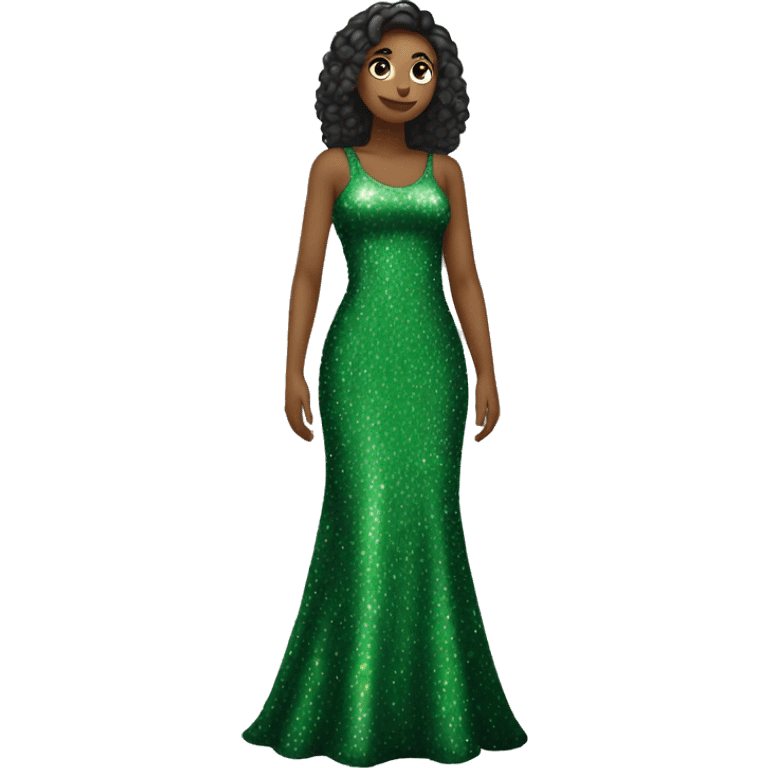 Green tight sparkles long dress emoji