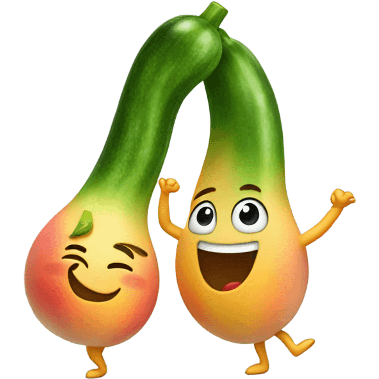 Dancing peach and cucumber  emoji