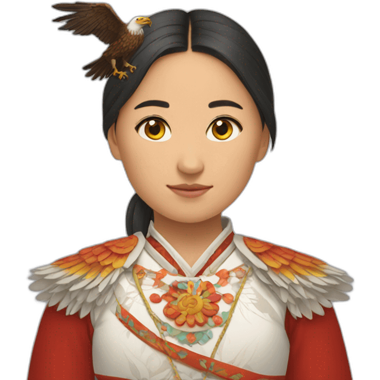 Kyrgyz girl in national costume with an eagle in her hands emoji