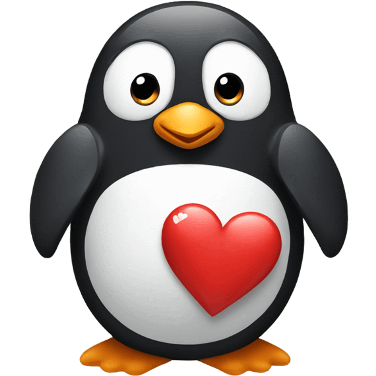 Penguin holding heart emoji