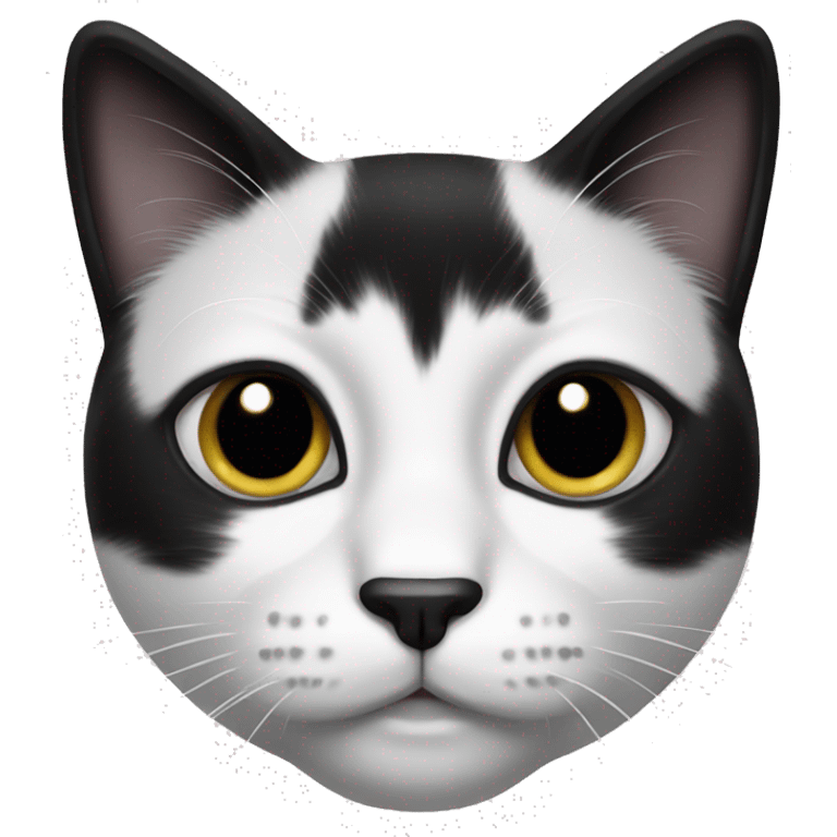 Black and white cat with black nose emoji