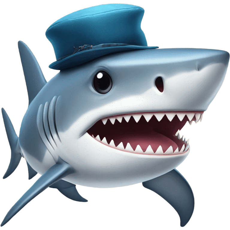 A shark with a hat emoji