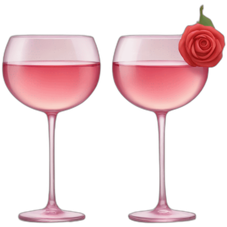 Two glasses of rose wine are clink emoji