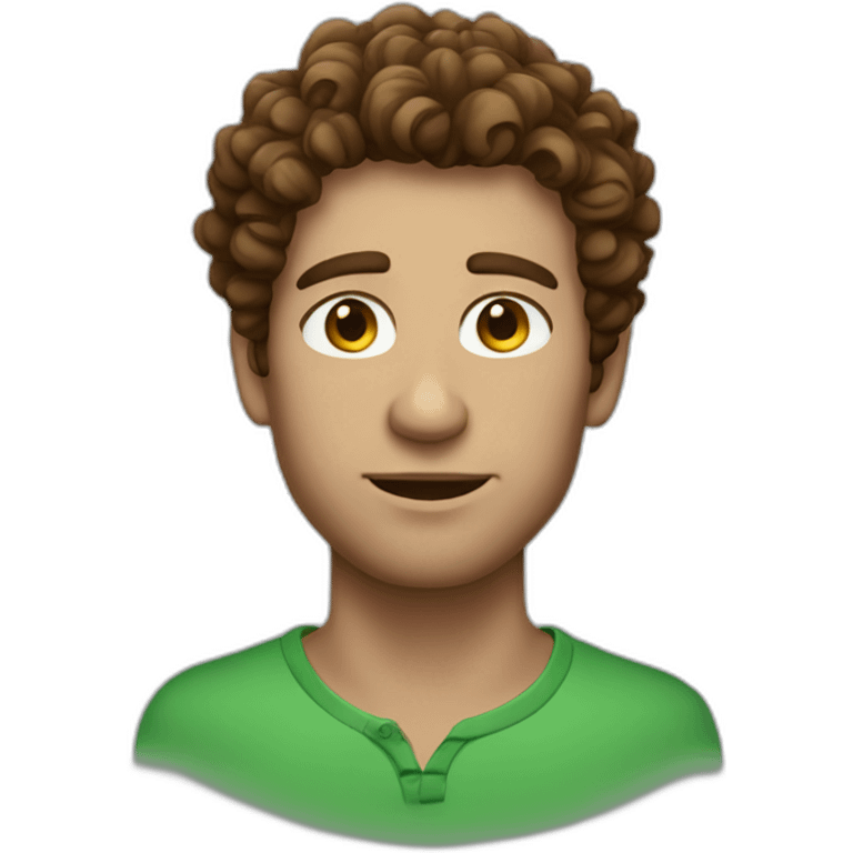 Man with curly brown hair freckles and green eyes emoji