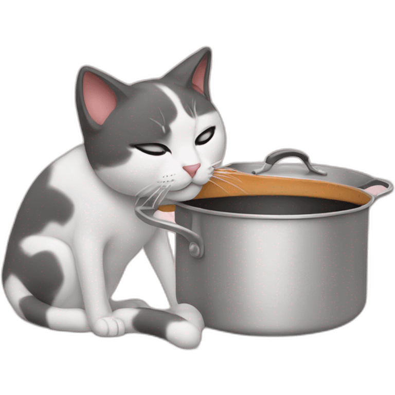 Cat kissing a pan emoji