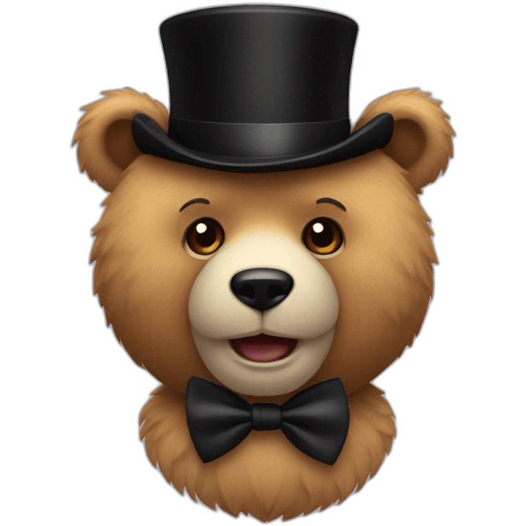 bear with tiny black top hat and black bow tie emoji