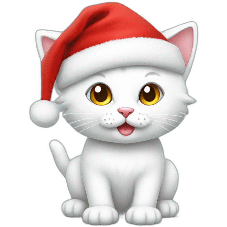 christmas-white-kitty-in-red-hat emoji