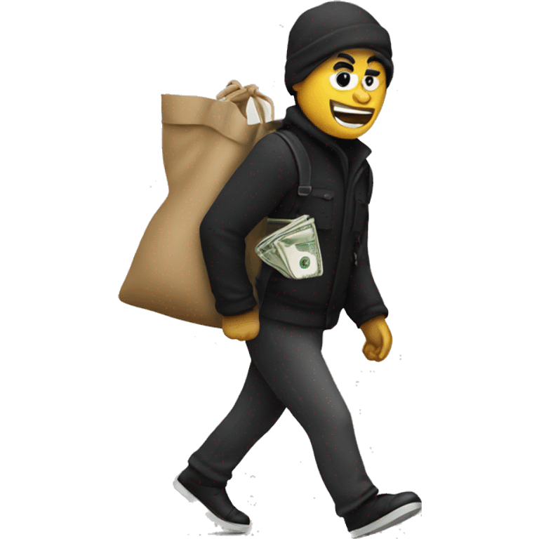 a thief with a bag of money on his back emoji