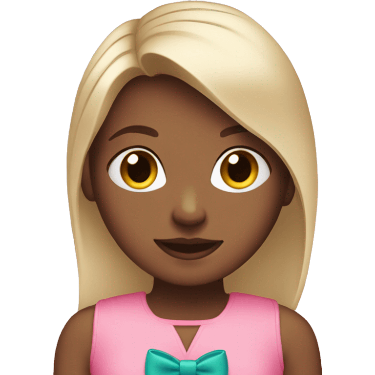 Straight hair girl in pink outfit with a bow emoji