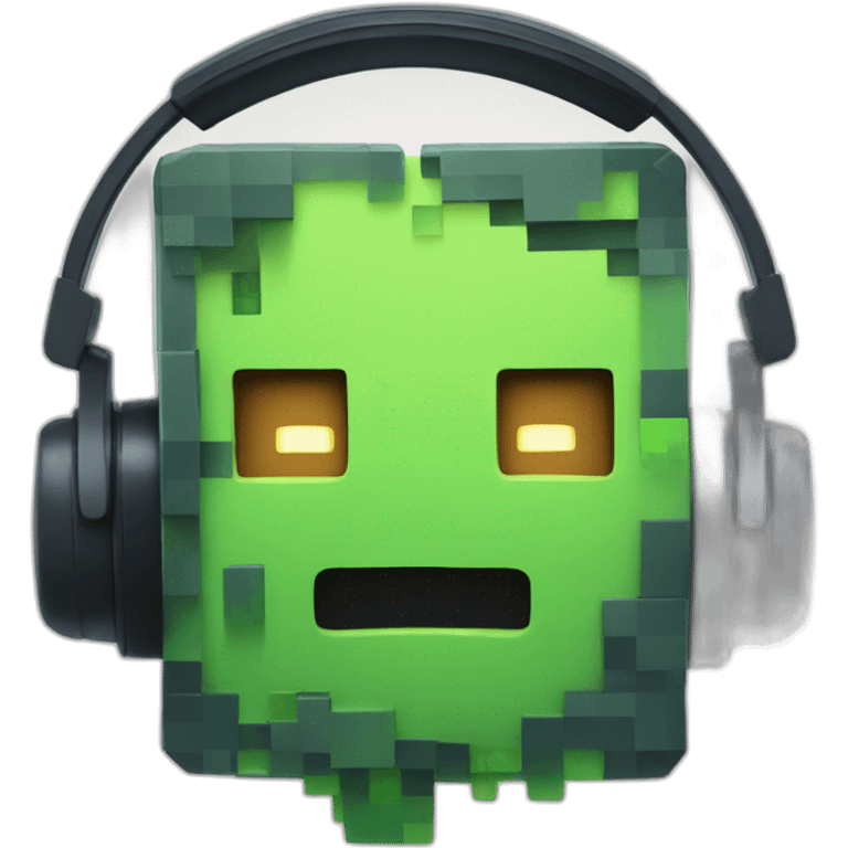 Minecraft Slime wearing a headset emoji