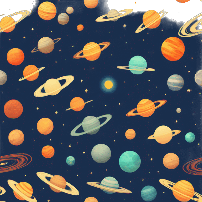 Vintage Planets in motion comet streak orbit motion blur emoji