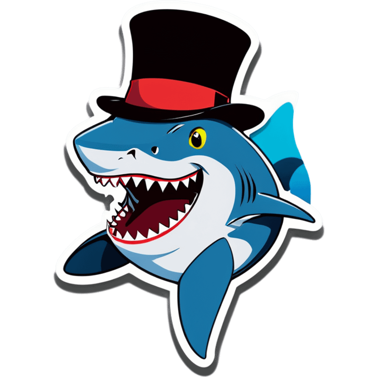 Shark with a top hat emoji