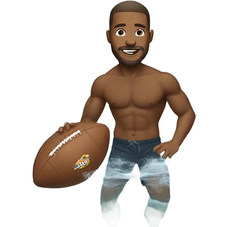 Guy playing football while in the pool emoji