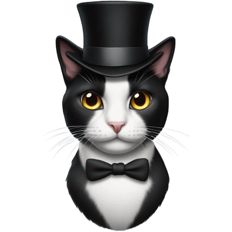 Tuxedo cat with top hat emoji