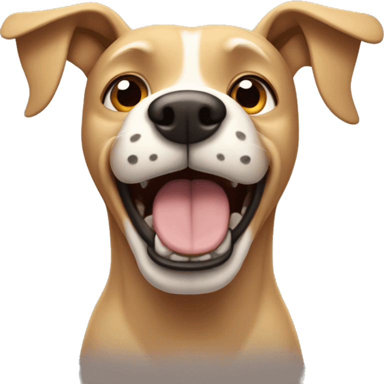 Tan cartoon dog with rectangular white shout, round eyes, and bushy eyebrows  emoji