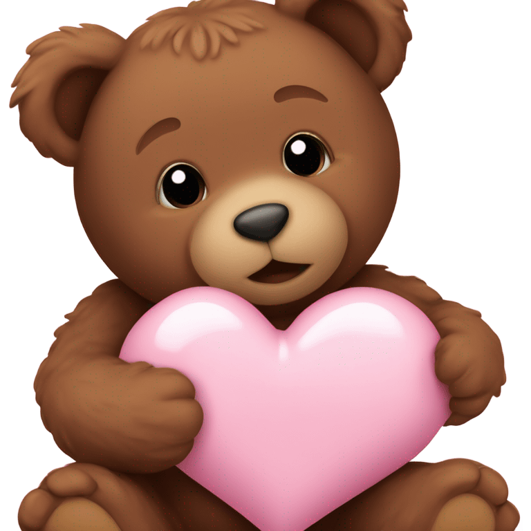 Baby pink heart with a baby brown teddy bear emoji