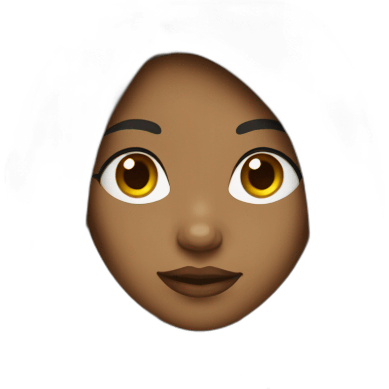 black woman with a round face and long black hair emoji