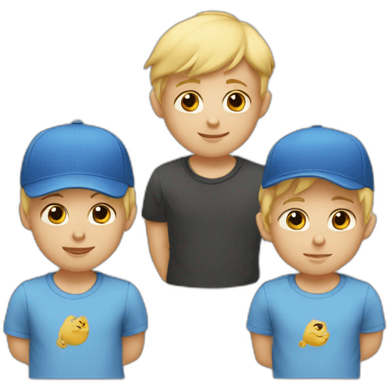 Three brothers. One with a cap. One blonde. One blonde baby. emoji