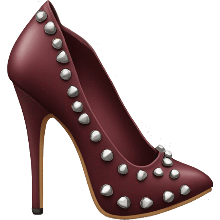 Realistic isolated pair of burgundy  pointed toe studded high heel shoes.  emoji