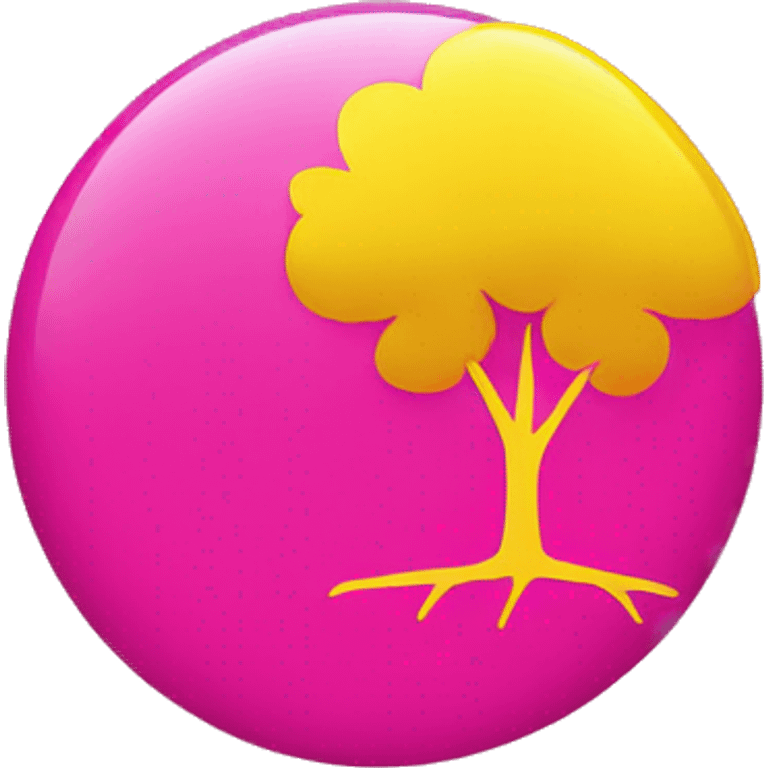 A flag emoji with hot pink on the top and bottom and yellow i the middle  and a yellow circle in middle with a pink am tree in it  emoji