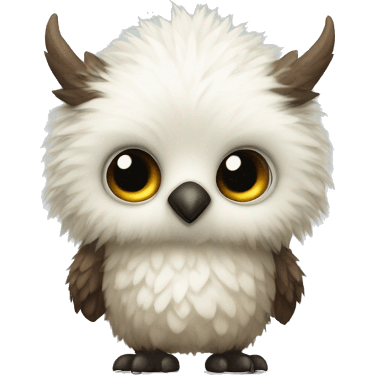 baby owlbear with beak face only white fur emoji