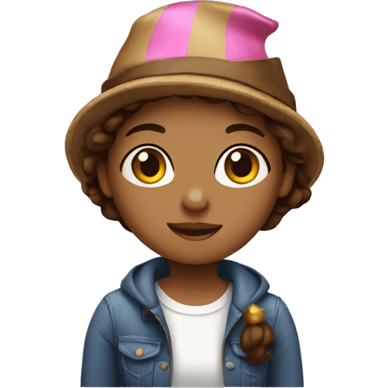 girl with brown hair in birthday hat emoji