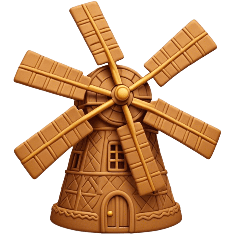 Speculaas Cinematic Realistic Speculaas Biscuit Emoji, depicted as a spiced speculaas cookie crafted in a charming windmill shape, rendered with intricate textures and warm, inviting lighting. emoji