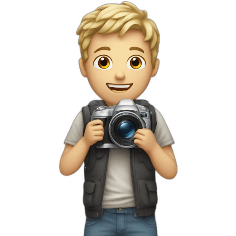 White Kid holding camera emoji