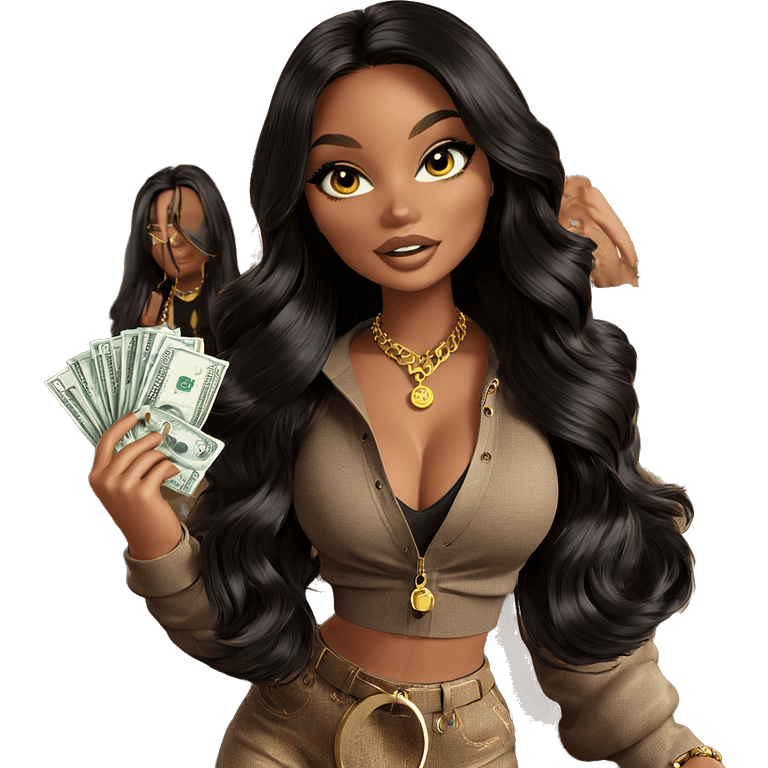 girl with money and jewelry emoji