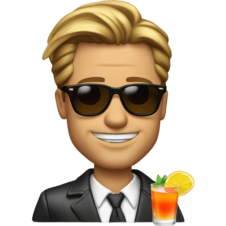 Brad Pitt with sunglass and an Cocktail in his Hand (complett Body)with Holiday vibes emoji