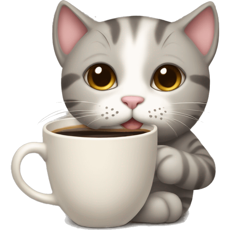 kitty drinking a cup of coffee emoji