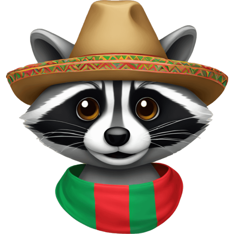 Raccoon with a Mexican hat on emoji