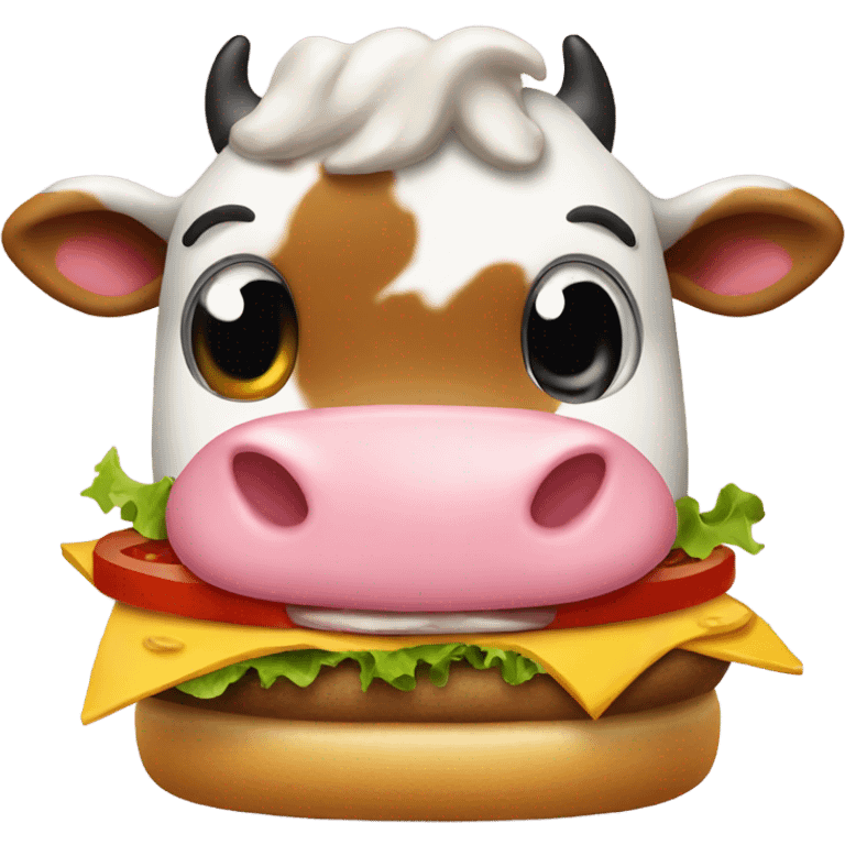 Cow eating a burger emoji